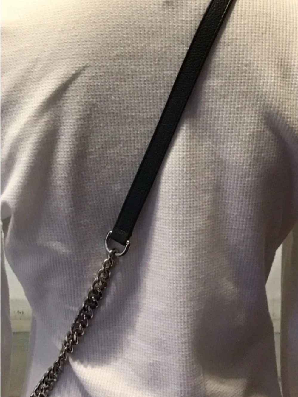 Authentic Bandolier Discontinued Crossbody Strap Black Leather and  Silver Links
